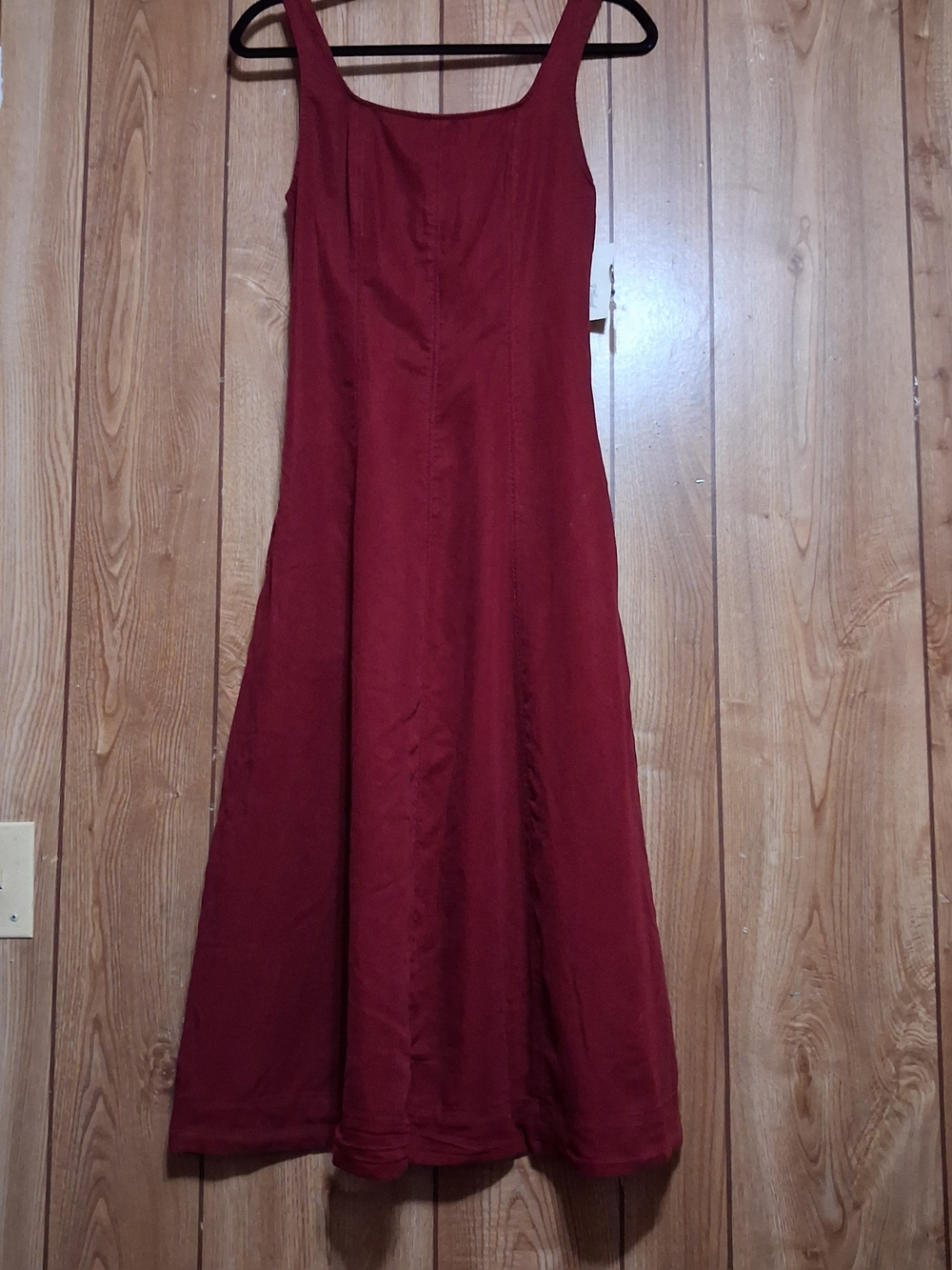 New Maroon Fit And Flare Dress XS Sleeveless Midi Bohemian Festival